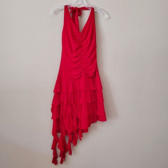 AGB Dress Women's Red Y2k Halter Neck Mini Dress Size 6  V neck  90s NWT - Picture 2 of 7